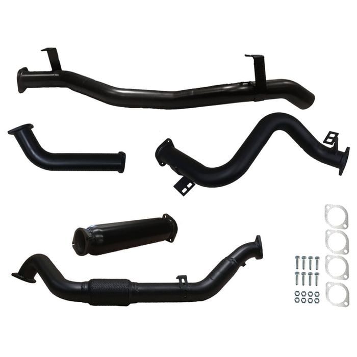 Ignite Exhausts Turbo Back For Toyota Landcruiser 79 Series V8 S/cab 3" No Cat With Hotdog Black Aluminised Steel