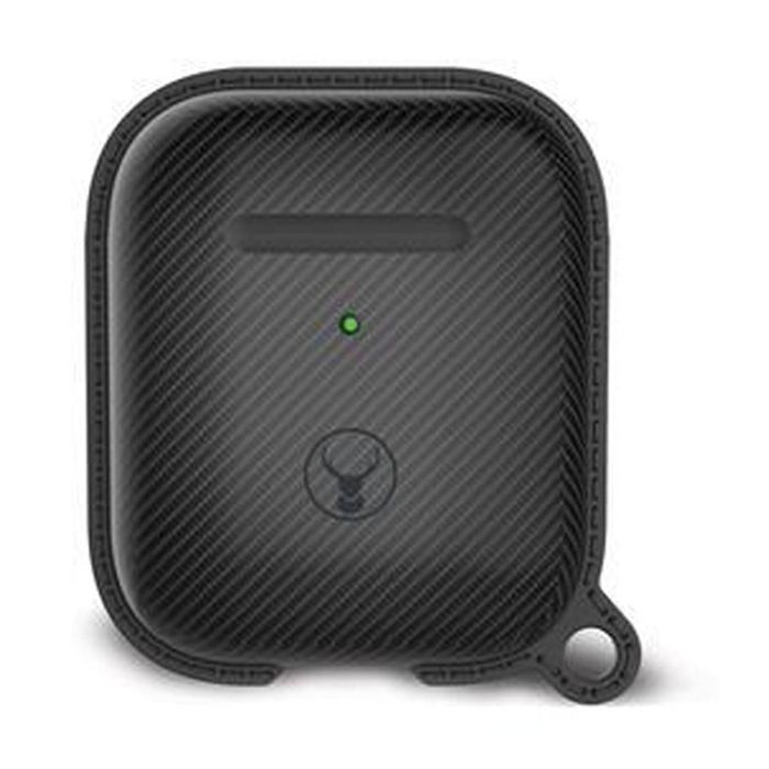 Bon.Elk Carbon Case for Apple AirPods LED/TPU Bumper Drop Proof Cover Black