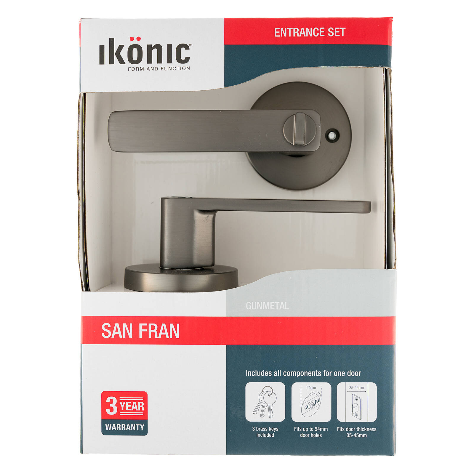 Ikonic San Fran Gunmetal Entrance Lever Set