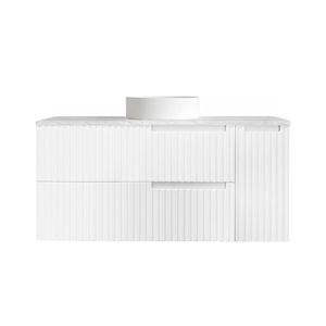Attica Nobu 1200mm Satin White Wave Vanity With Carrara Stone Top 