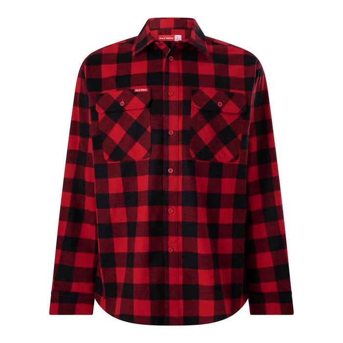 Hard Yakka Red Long Sleeve Checked Flannel - Size XL