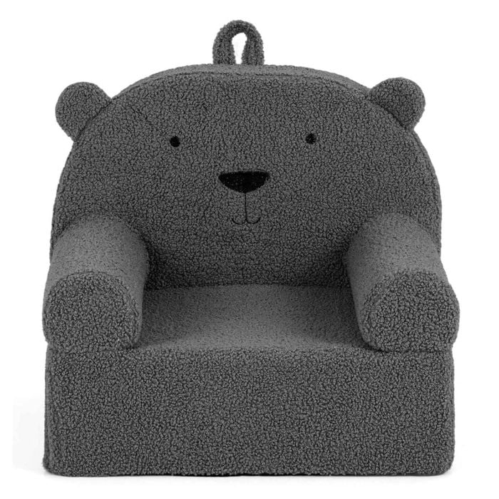 Costway Little Bear Sofa Kid Reading Chair Couch Teddy Fleece Fabric Grey