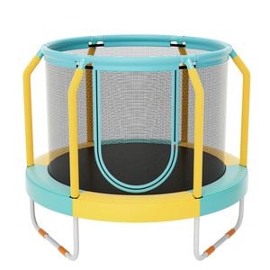 Costway Kids Trampoline Exercise Rebounder W/safety Enclosure Net Outdoor Jumping Fun Gift Yellow