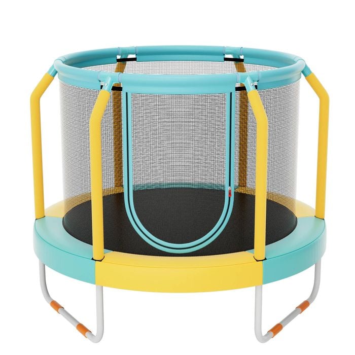 Costway Kids Trampoline Exercise Rebounder W/safety Enclosure Net Outdoor Jumping Fun Gift Yellow