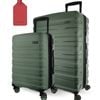 2pc Pierre Cardin Hard-Shell Medium & Cabin Set Travel Luggage w/Name Tag Moss