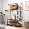 Costway Industrial Coat Rack w/Storage Shelf Entryway Hallway Rack - Coffee