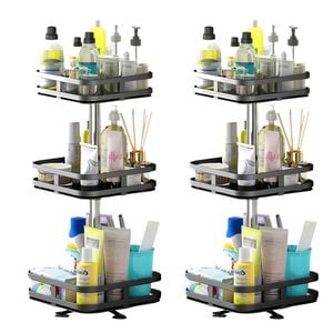 SOGA 2X 3 Tier Black Steel Rotating Kitchen Countertop Organizer Shelf