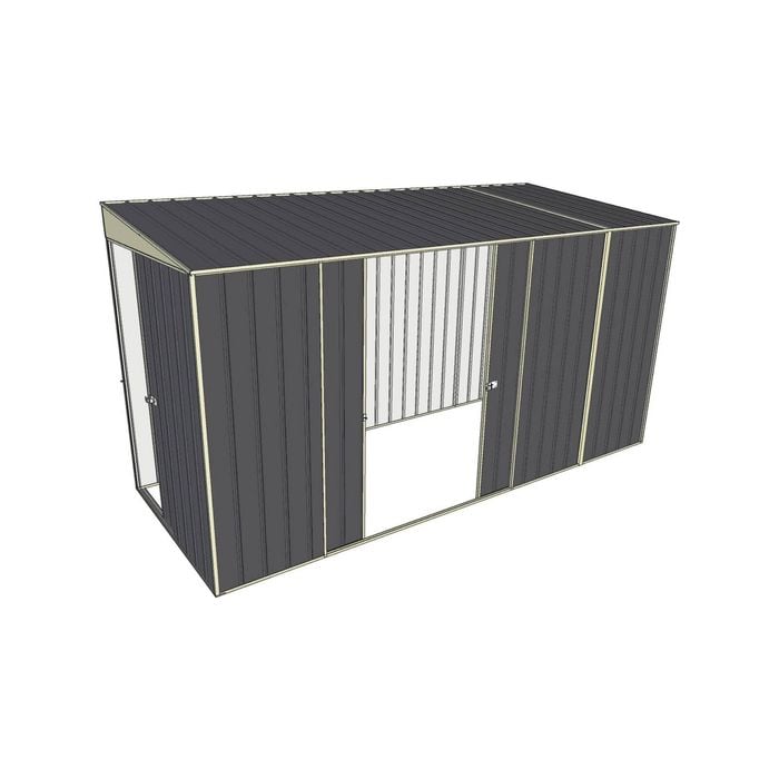 Build-a-Shed 1.5 x 3.7 x 2m Double Sliding Side Door Skillion Shed - Grey