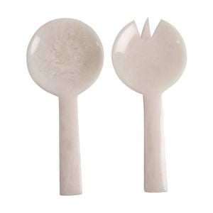 2pc Maine & Crawford Ophelia 23cm Resin Spoon/fork Salad Servers - Pearl