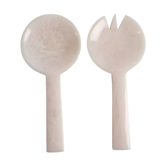 2pc Maine & Crawford Ophelia 23cm Resin Spoon/fork Salad Servers - Pearl