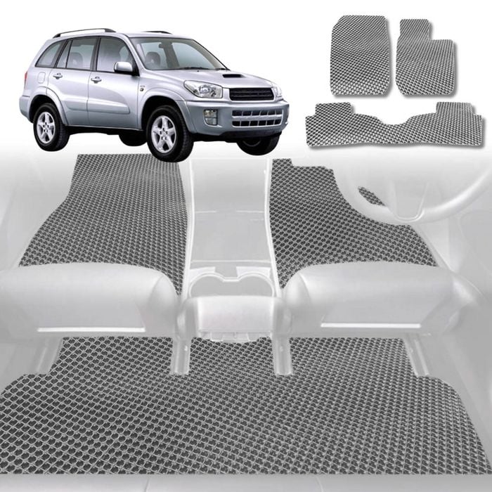 6D Diamond Car Floor Mats for Toyota RAV4 2-Door (XA20)2000-2005-Full Set-Grey-Outback GT