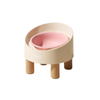 Makesure Rolls Elevated Ceramic Pet Bowl with Wooden Stand/PINK