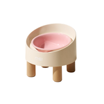 Makesure Rolls Elevated Ceramic Pet Bowl with Wooden Stand/PINK