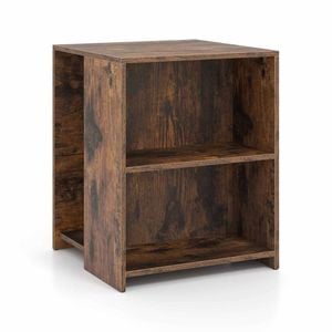 Costway 3tier End Table Square Sofa Side Storage Shelves Rustic Brown
