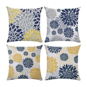 Catzon 4 Pcs Modern Throw Pillow Covers Geometric Flower Pattern for Couch