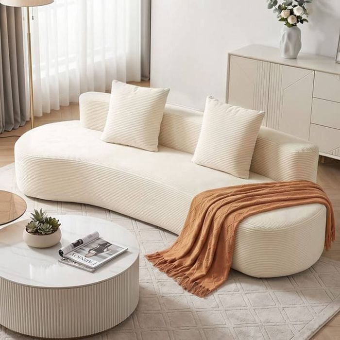 Homfurn 228cm Modular Sofa – Boneless Corduroy, High-density Foam, No Assembly, 600kg Capacity