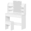 Vanity Desk with 10 LED Adjustable Bulbs Dressing Table Set Makeup Mirror Stool Open Shelves and Drawers Dresser White