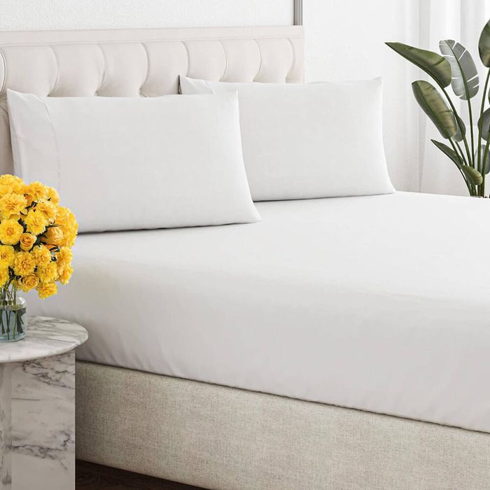 Renee Taylor King Organic Cotton Fitted Bed Sheet & Pillow Case Set White