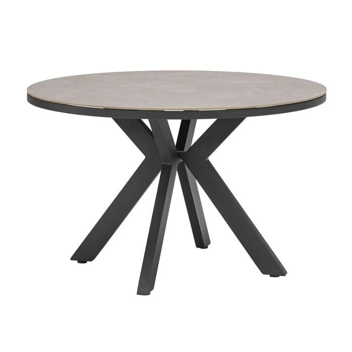 FurnitureOkay Capri Sintered Stone Outdoor Dining Table (120cm Round) - Charcoal