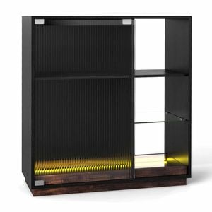 Costway Buffet Sideboard Led Modern Wine Bar Cabinet Kitchen