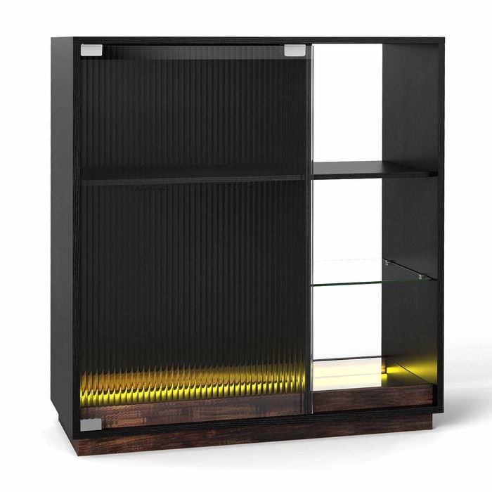 Costway Buffet Sideboard Led Modern Wine Bar Cabinet Kitchen