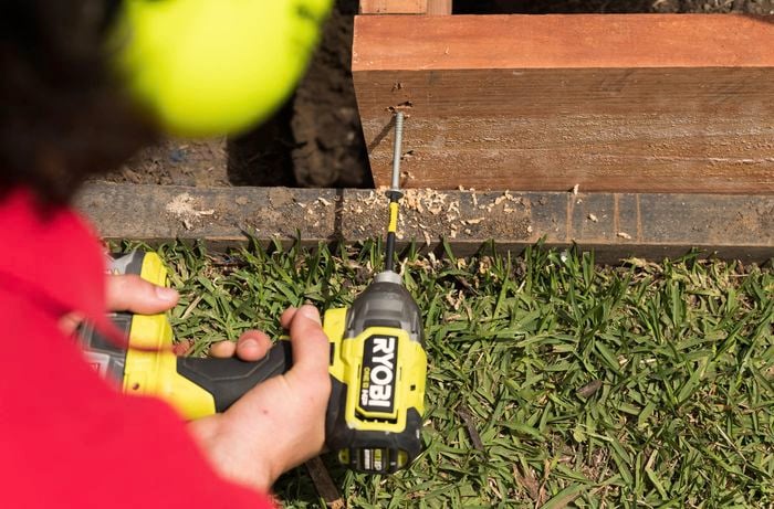 Secure the sleepers together using a Ryobi drill