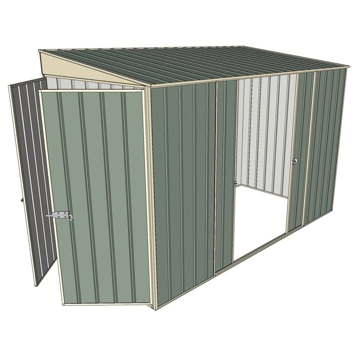 Build-a-Shed 1.5 x 3 x 2m Double Sliding Side Door Skillion Shed - Green