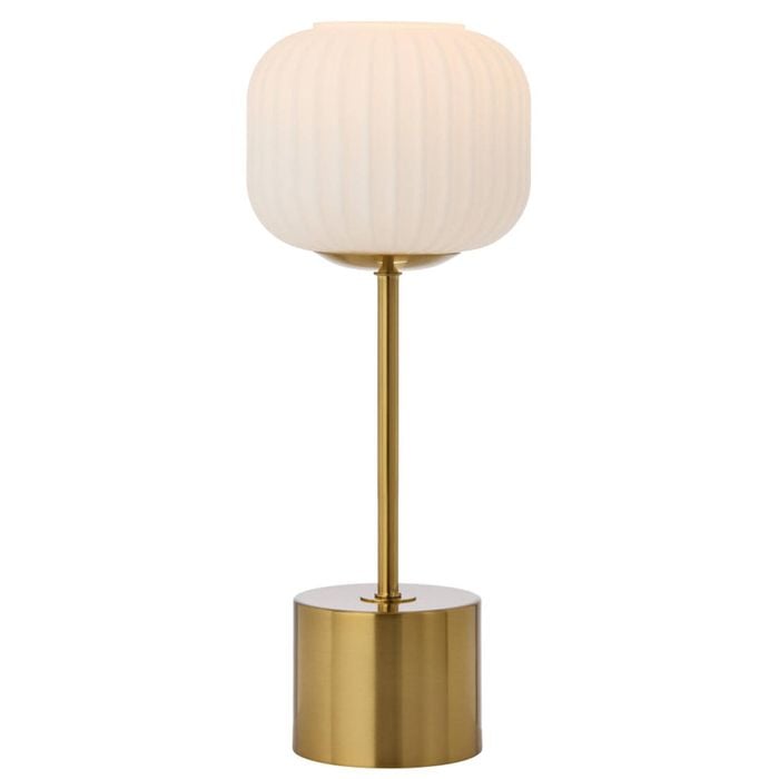 Telbix Liam Modern Table Desk Lamp Light Metal Glass Antique Gold Gloss