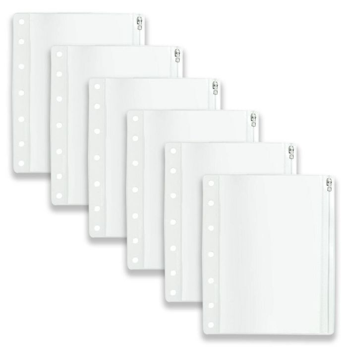 6pc Colourhide Bindermate A4 Pencil Case Insert Organiser For Binders Clear Lrg