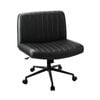 Oikiture Armless Office Desk Chair Leather Black