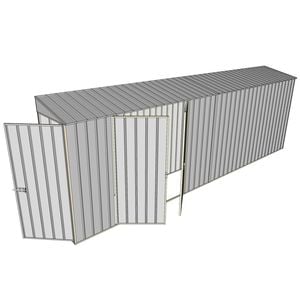 Build-a-Shed 0.8 x 6 x 2m Single Hinged Door Skillion Shed with Double Hinged Side Doors - Zinc