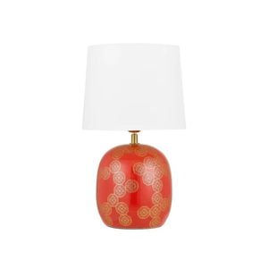 Telbix Wishes Modern Table Desk Lamp Light Ceramic Fabric Red Gold Ivory