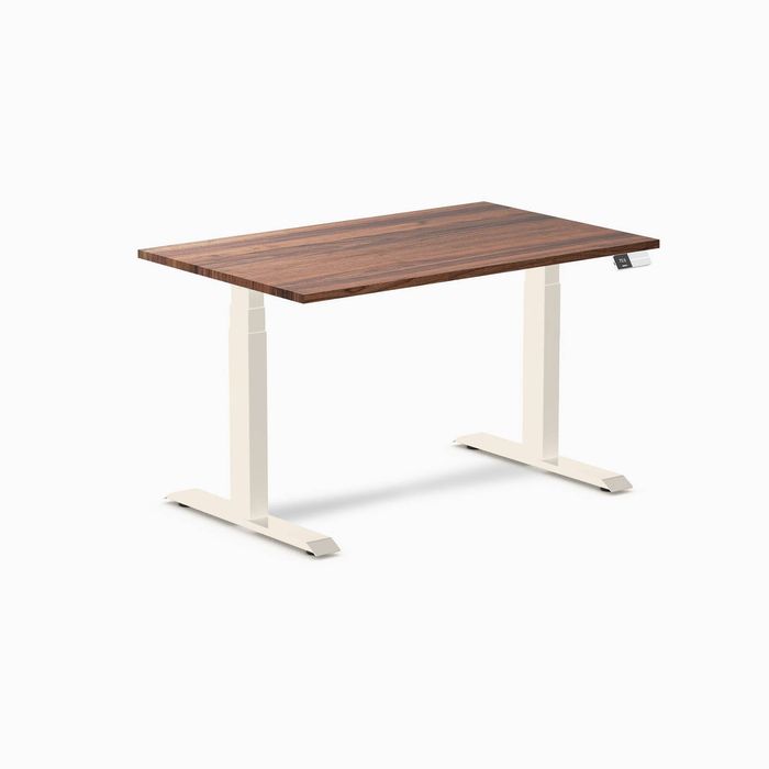 Desky Dual Hardwood Sit Stand Desk Wheat Frame 120cm