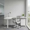 Olg Premium Corner Office Bundle: Agile Motion Plus 1800x1800 Corner Sit-Stand Desk Right Return White + Motion Sync White Chair