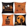 Catzon 4 Pcs Scary Throw Pillow Covers Linen Cushion Case for Decor 40X40cm