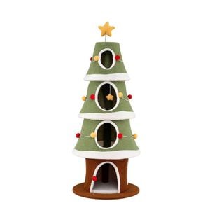 Costway 154cm Christmas Cat Tree Indoor Tower Pet Condo Furniture