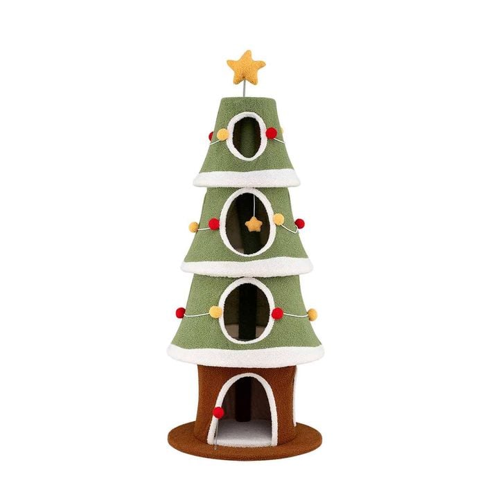 Costway 154cm Christmas Cat Tree Indoor Tower Pet Condo Furniture