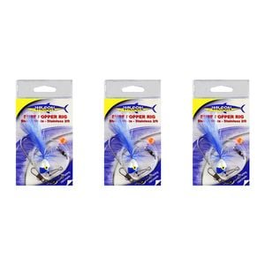 3x Wilson Blue and White Surf Popper Rig with Stainless Steel Hook - Size 2/0