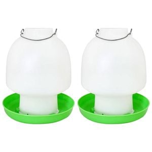 2x 2pc Show Master Green & White Ball Type Poultry/Bird Drinker 115 2.5L