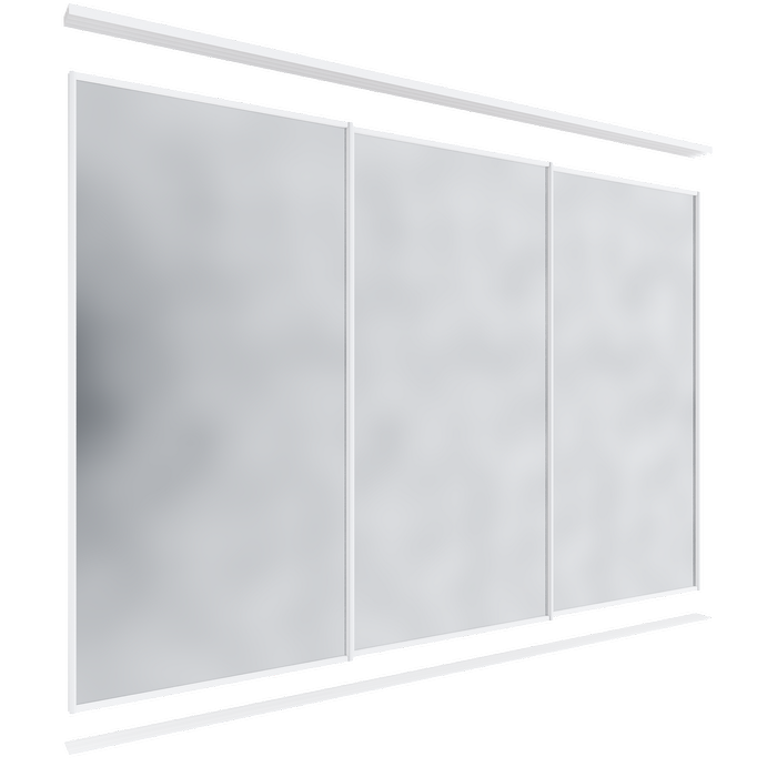 Lugna 2400 x 2701-3600mm Triple Mirror Wardrobe Sliding Door Package