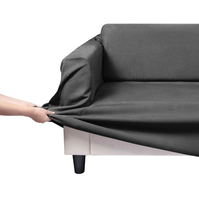 Home Living Premium Faux Suede Charcoal 3 Seater Couch Sofa Cover
