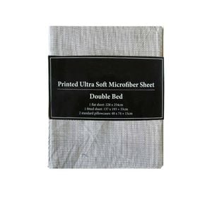 Bloomington Printed Ultra Soft 90gsm Microfiber Sheet Set Double Taupe Lines