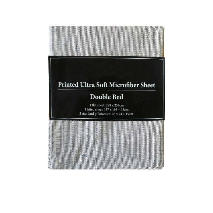 Bloomington Printed Ultra Soft 90gsm Microfiber Sheet Set Double Taupe Lines