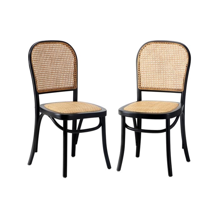 Oikiture 2PCS Dining Chairs Wooden Chairs Black