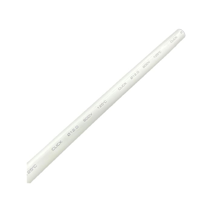 Click 12mm x 1.2m White Heat Shrink Thin Wall Tubing