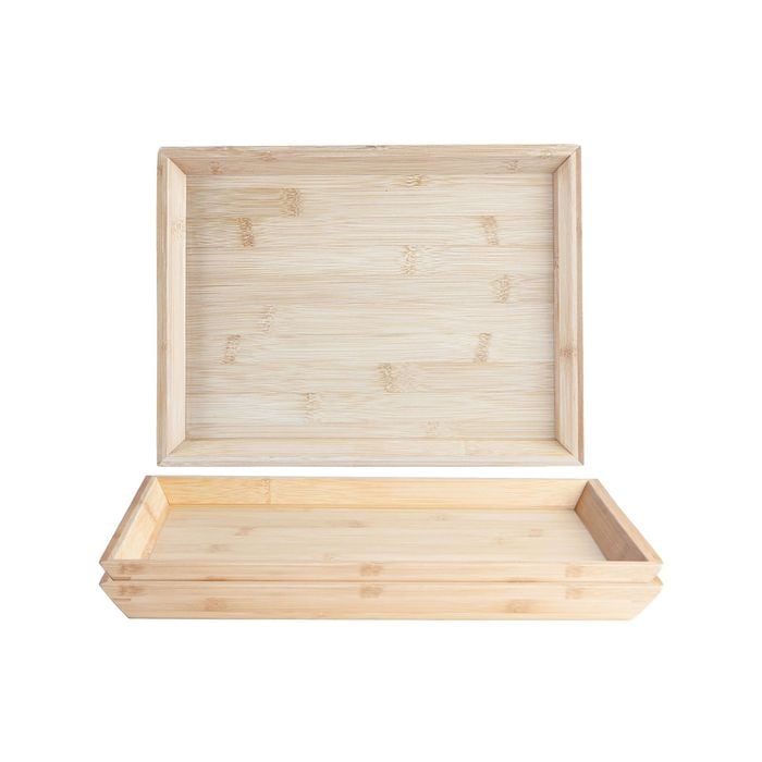 Argon Tableware Rectangular Bamboo Tray - 33cm - Brown - X3