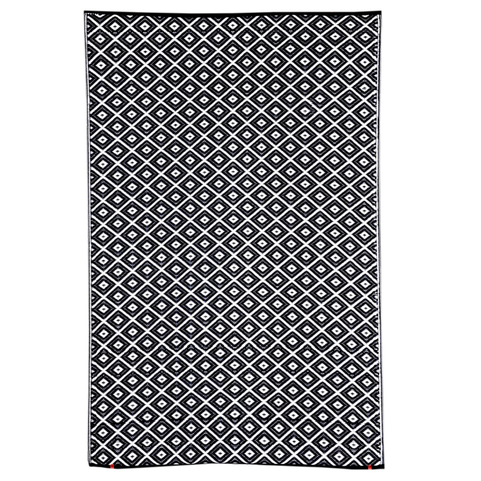 Fab Habitat 120x179cm Black And White Kimberley Diamond Recycled Plastic Reversible Outdoor Rugug