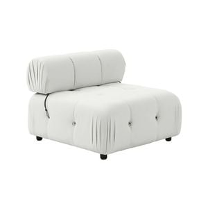Foret 1pc Armless Seat Modular Extension Lounge Couch Tufted Velvet Sofa Beige