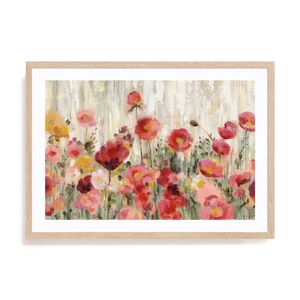 Artey | Sprinkled Flowers Crop - Framed Print - Natural Frame - 80 x 115cm