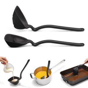 Dreamfarm Fladle Fold-Flat Silicon Measure/Scrape/Serve/Cooking Soup Ladle Black